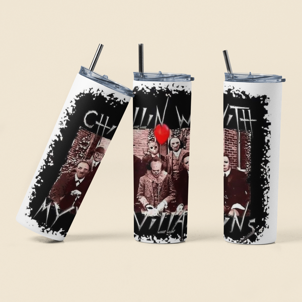 Chillin with my Villains Horror Movie Characters Sublimation Tumbler