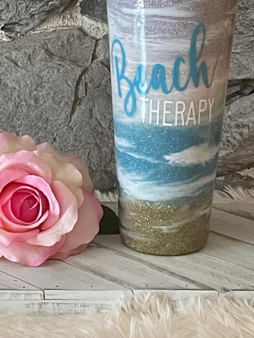 Beach Glitter Tumbler / Beach Tumbler Personalized / YETI Tumbler