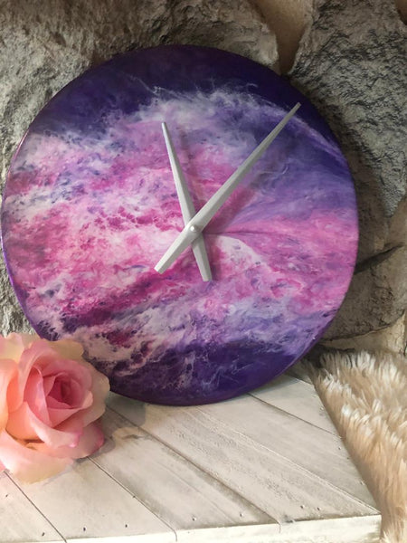 12" Purple & Pink Abstract Wall Clock