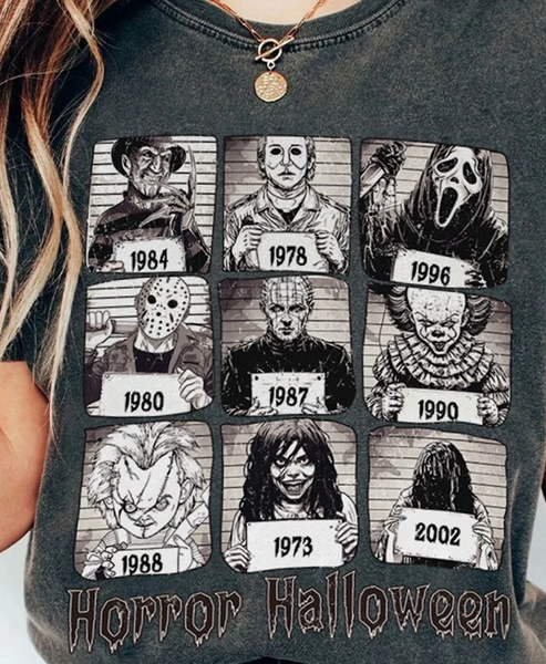 Horror Characters Mug Shots T-shirt Design