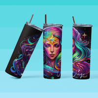 Black Zodiac Watercolor Sublimation Tumbler