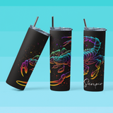 Black Zodiac Watercolor Sublimation Tumbler