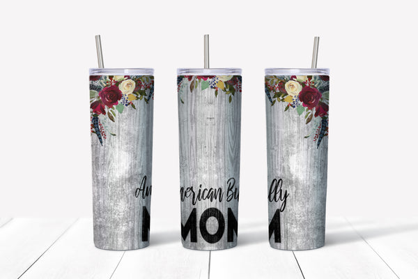 American Bully Mom with Wood Background Sublimation Tumbler