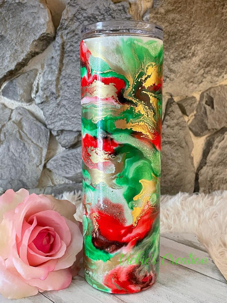 Christmas Alcohol Ink Tumbler