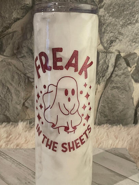 Glitter Peep-a-boo w/smoke effect "Freak in the Sheets" with ghost design