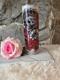 Skull with Crown and Red Roses Design and Smoke Effect Tumbler