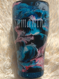 Blue and Pink Alcohol Ink Swirl Tumbler