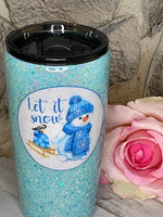 Glitter Tumbler "Let It Snow" Snowman Decal