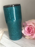 Teal Glitter with "I have a good heart but this mouth" Tumbler