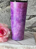Purple, Blue and PinkAlcohol Ink Base Owl in Coffee Cup Tumbler